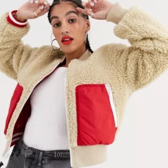 TOMMY JEANS Reversible Colorblock Sherpa Bomber Jacket - Small - Picture 3 of 6